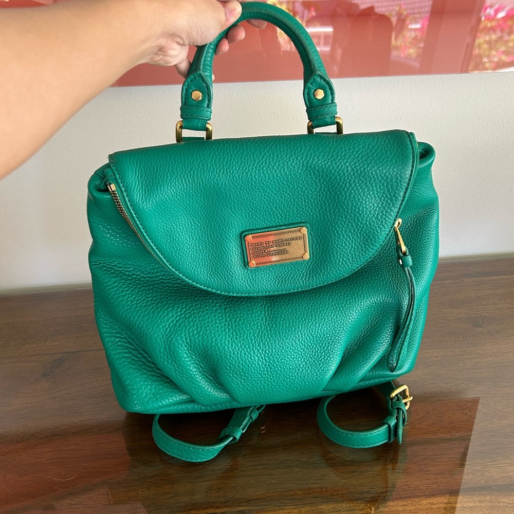Rare Marc Jacobs Green Leather Backpack
